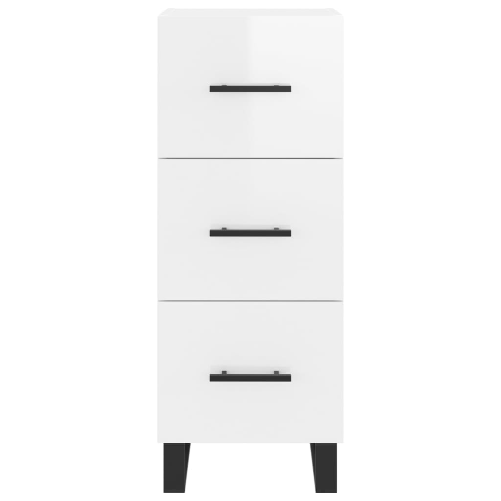 Credenza Bianco Lucido 34,5x34x90 cm in Legno Multistrato - homemem39