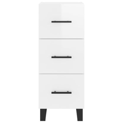 Credenza Bianco Lucido 34,5x34x90 cm in Legno Multistrato