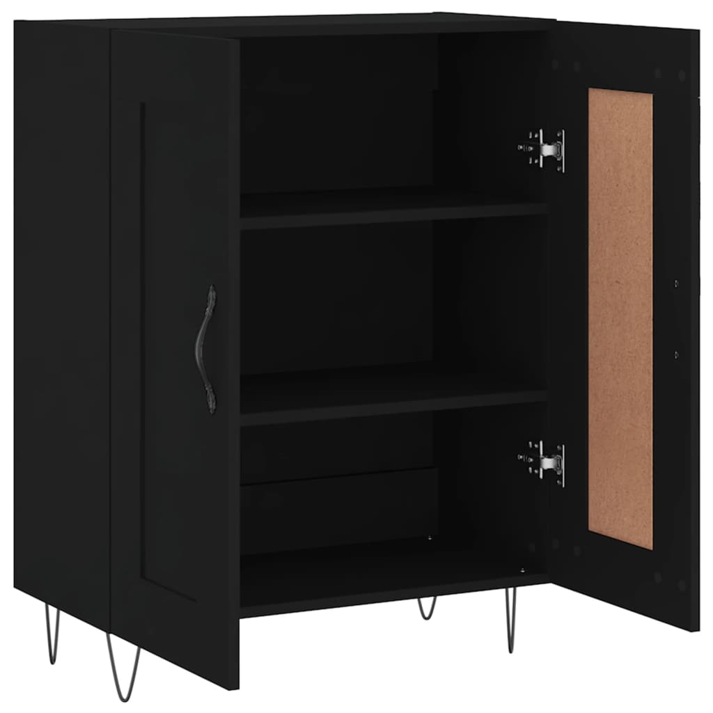 Credenza Nera 69,5x34x90 cm in Legno Multistrato