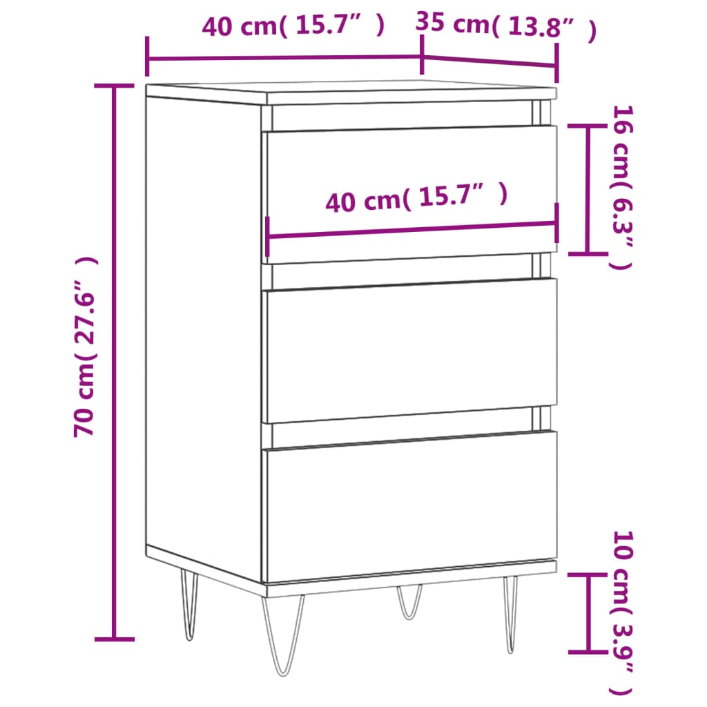 Credenza Rovere Fumo 40x35x70 cm in Legno Multistrato