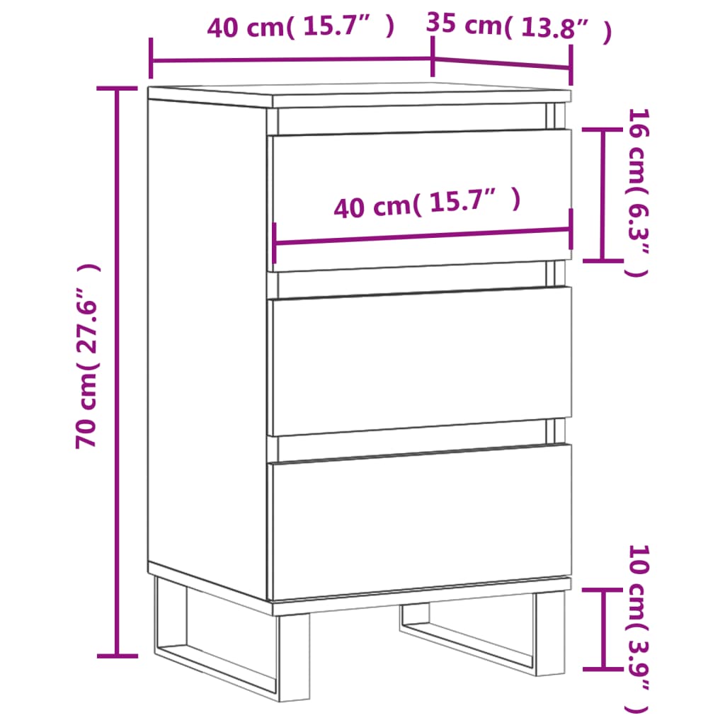 Credenza Bianco Lucido 40x35x70 cm in Legno Multistrato