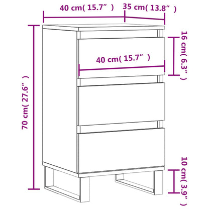 Credenza Bianco Lucido 40x35x70 cm in Legno Multistrato