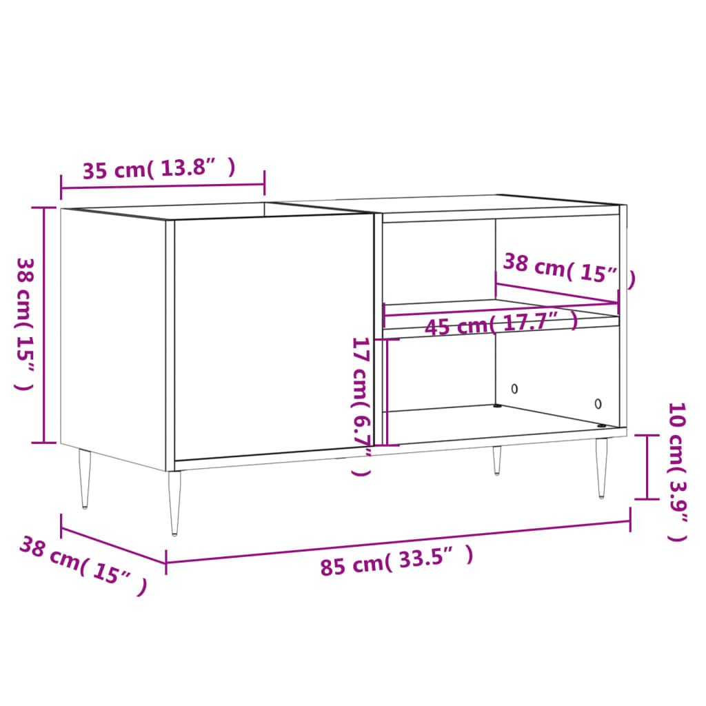 Mobile Porta Dischi Rovere Fumo 85x38x48 cm Legno Multistrato - homemem39