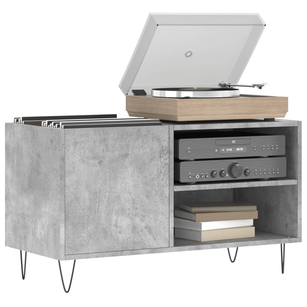 Mobile Porta Dischi Grigio Cemento 85x38x48cm Legno Multistrato - homemem39