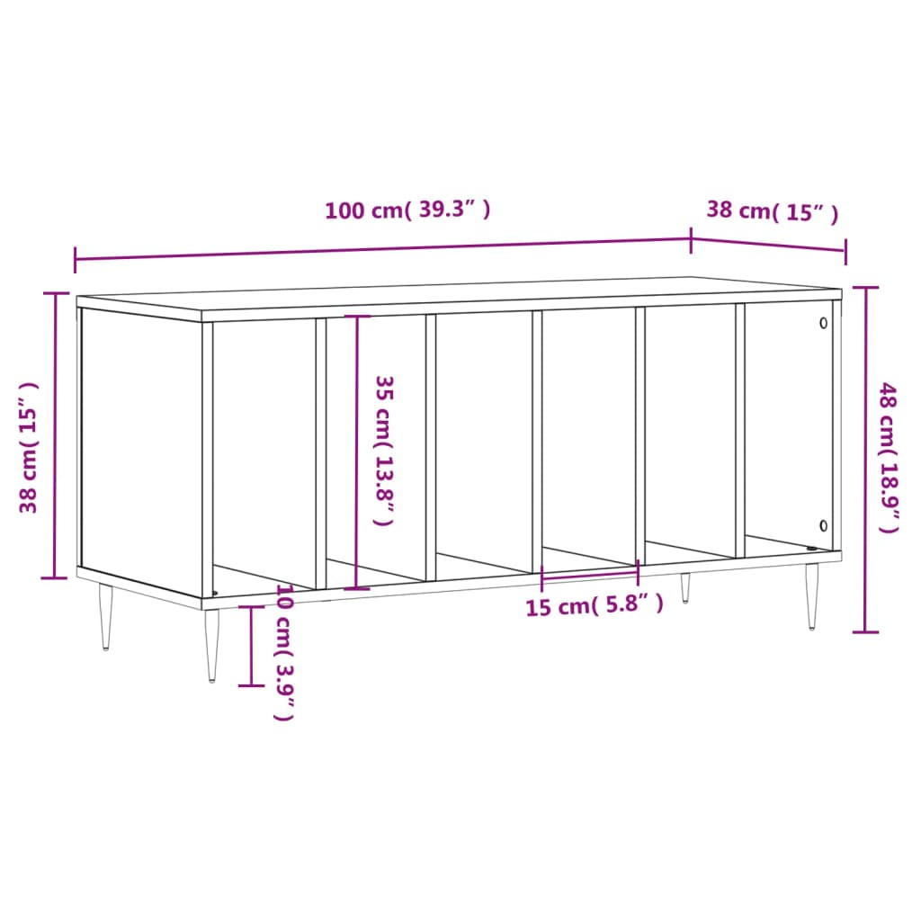 Mobile Porta Dischi Bianco 100x38x48 cm in Legno Multistrato - homemem39