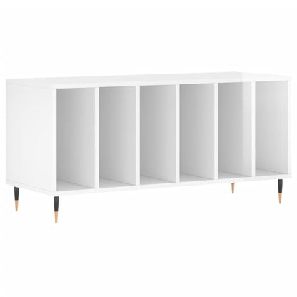 Mobile Porta Dischi Bianco Lucido 100x38x48cm Legno Multistrato - homemem39