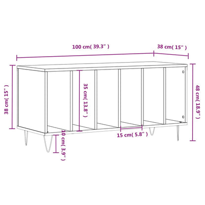 Mobile Porta Dischi Bianco 100x38x48 cm in Legno Multistrato - homemem39