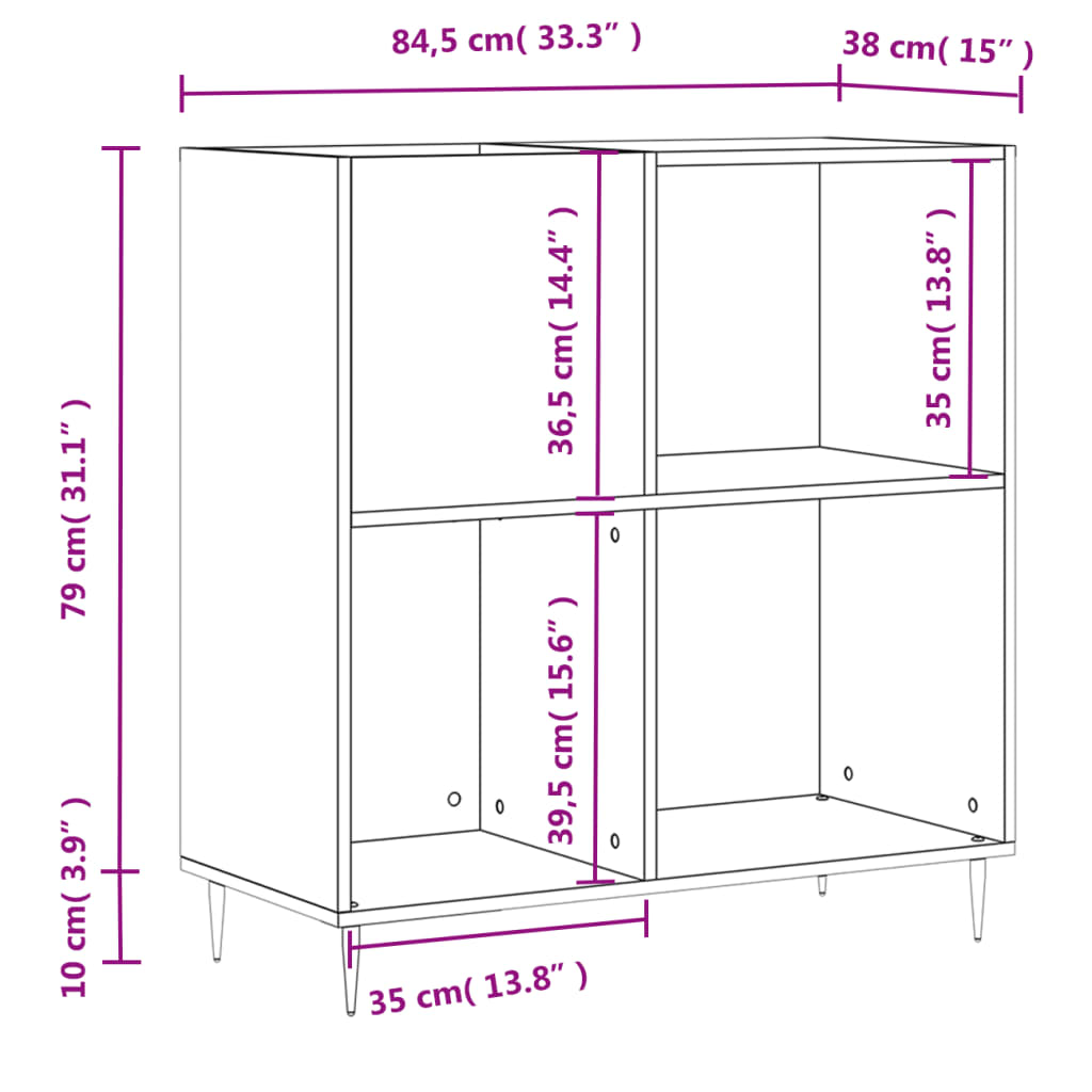 Mobile Porta Dischi Rovere Sonoma 84,5x38x89 Legno Multistrato - homemem39