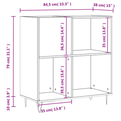 Mobile Porta Dischi Rovere Fumo 84,5x38x89 cm Legno Multistrato - homemem39