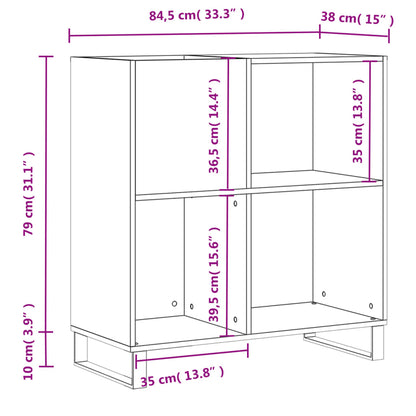 Mobile Porta Dischi Bianco 84,5x38x89 cm in Legno Multistrato - homemem39