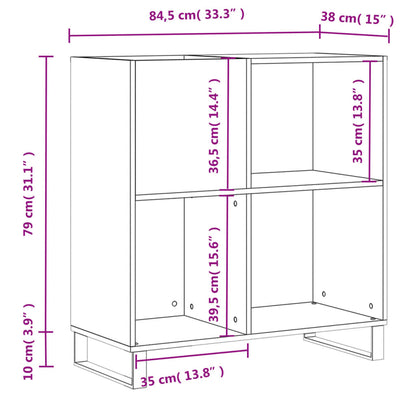 Mobile Porta Dischi Rovere Fumo 84,5x38x89 cm Legno Multistrato - homemem39