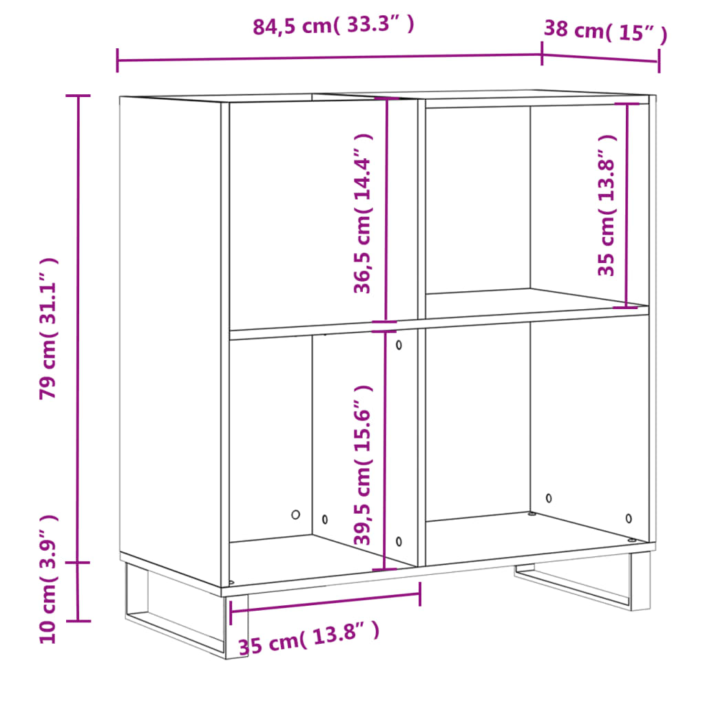 Mobile Porta Dischi Rovere Marrone 84,5x38x89 Legno Multistrato - homemem39