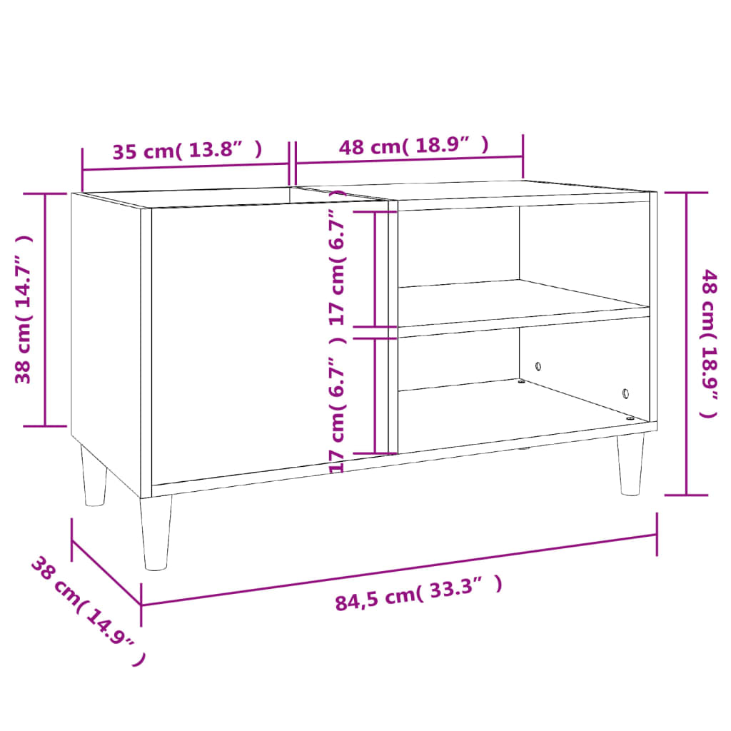 Mobile Porta Dischi Rovere Fumo 84,5x38x48 cm Legno Multistrato - homemem39