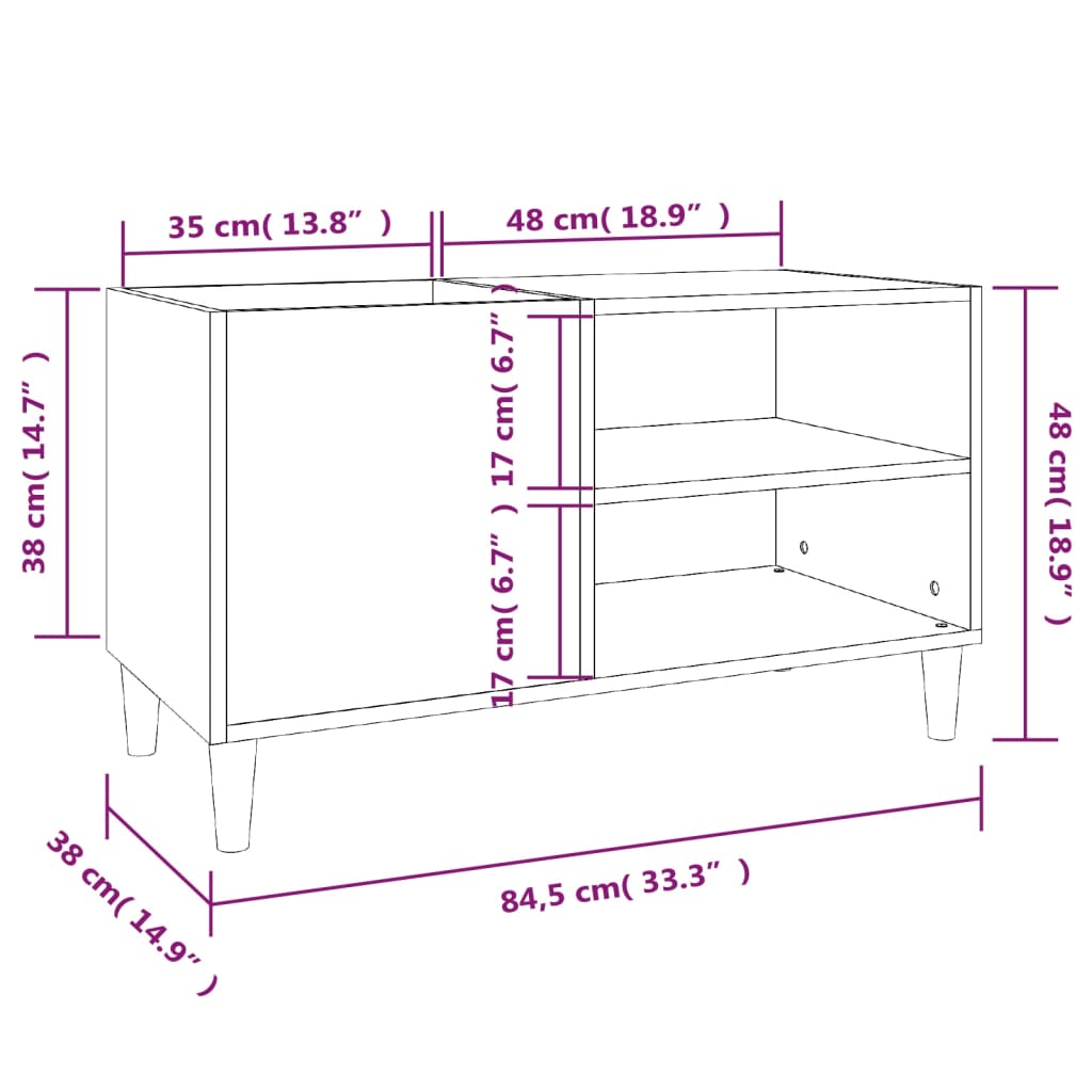 Mobile Porta Dischi Bianco 84,5x38x48 cm in Legno Multistrato