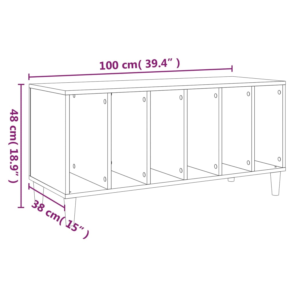 Mobile Porta Dischi Grigio Cemento 100x38x48 Legno Multistrato - homemem39