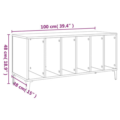 Mobile Porta Dischi Nero 100x38x48 cm in Legno Multistrato - homemem39