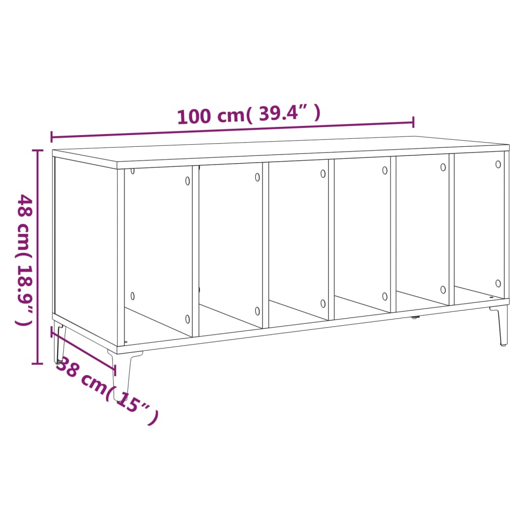 Mobile Porta Dischi Rovere Sonoma 100x38x48cm Legno Multistrato - homemem39