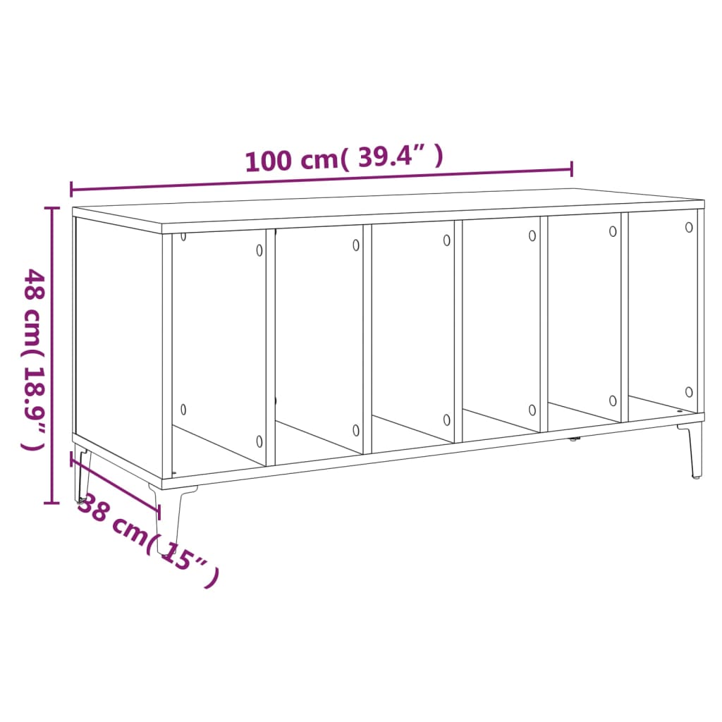 Mobile Porta Dischi Grigio Cemento 100x38x48 Legno Multistrato - homemem39