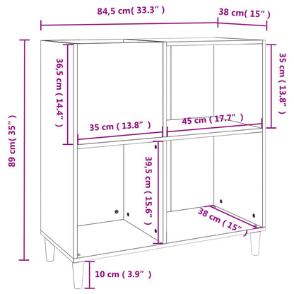 Mobile Porta Dischi Bianco 84,5x38x89 cm in Legno Multistrato - homemem39