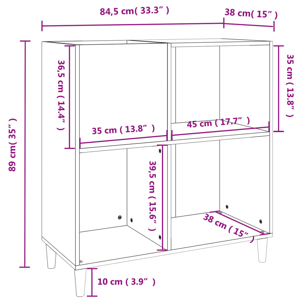 Mobile Porta Dischi Grigio Sonoma 84,5x38x89 Legno Multistrato - homemem39