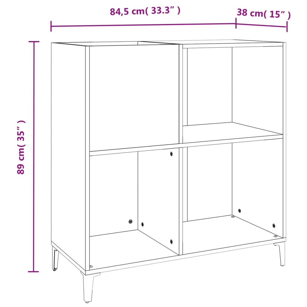 Mobile Porta Dischi Nero 84,5x38x89 cm in Legno Multistrato - homemem39