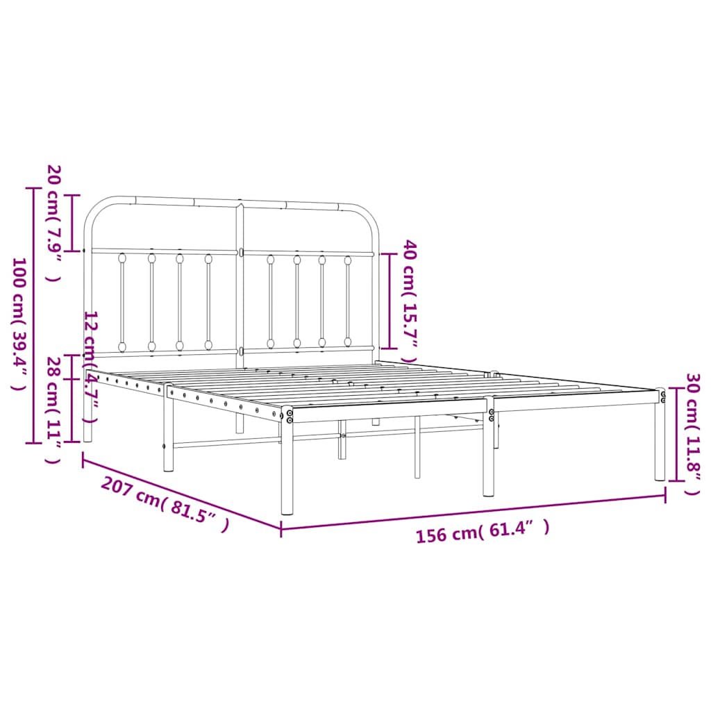 Giroletto con Testiera Metallo Bianco 150x200 cm - homemem39