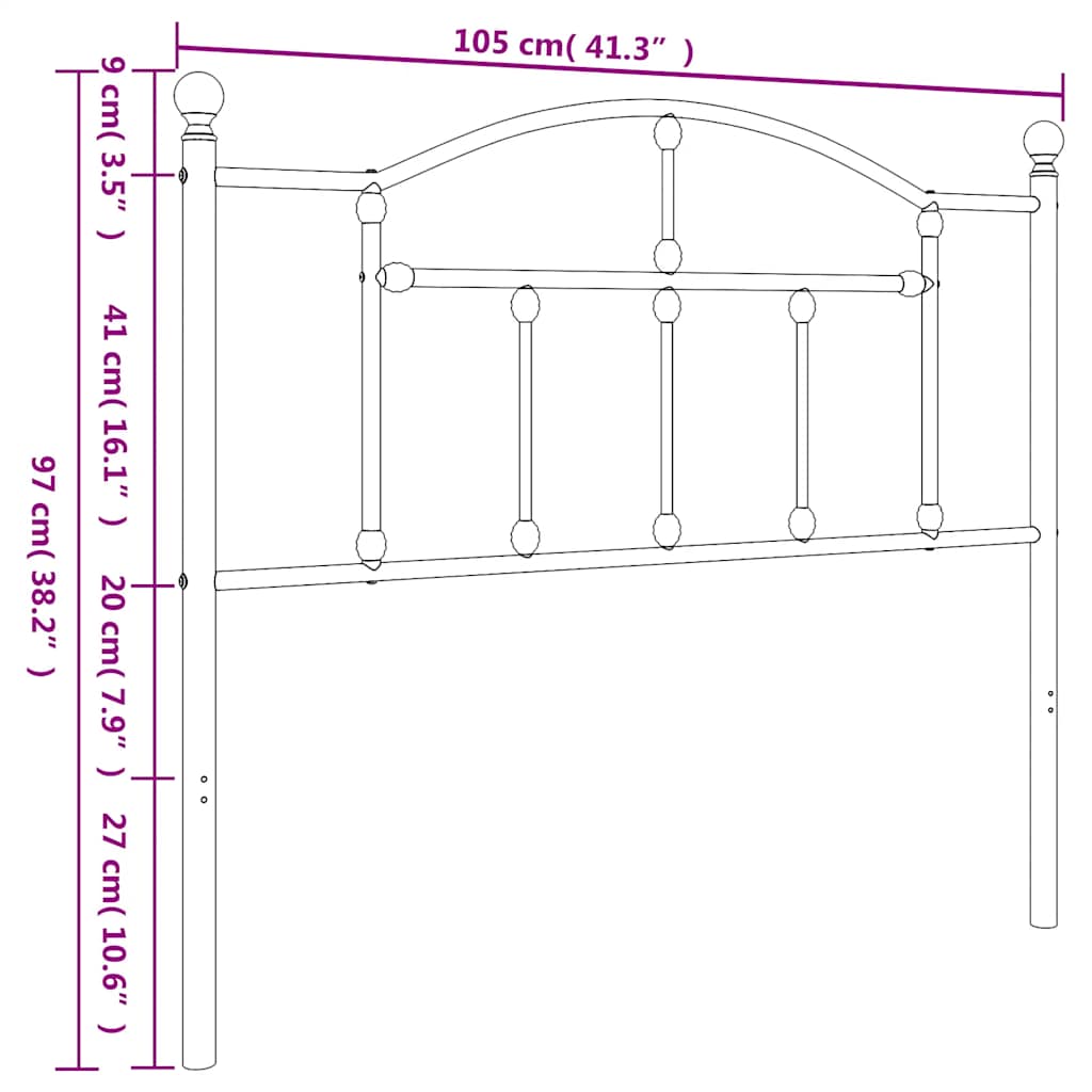 Testiera in Metallo Nero 100 cm - homemem39