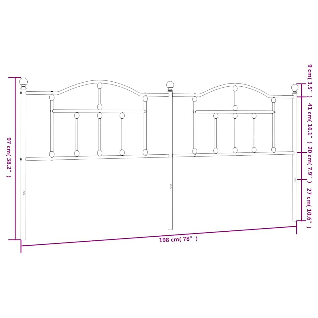 Testiera in Metallo Bianco 193 cm - homemem39