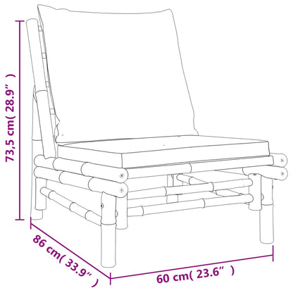 Sedie da Giardino 2 pz con Cuscini Bianco Crema in Bambù - homemem39