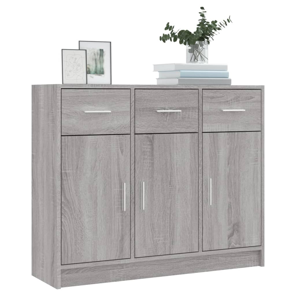 Credenza Grigio Sonoma 91x28x75 cm in Legno Multistrato - homemem39