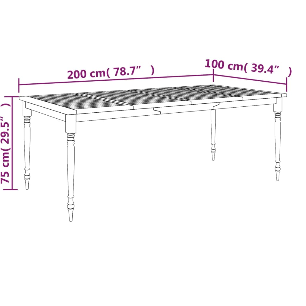 Tavolo Batavia 200x100x75 cm in Legno Massello di Teak - homemem39