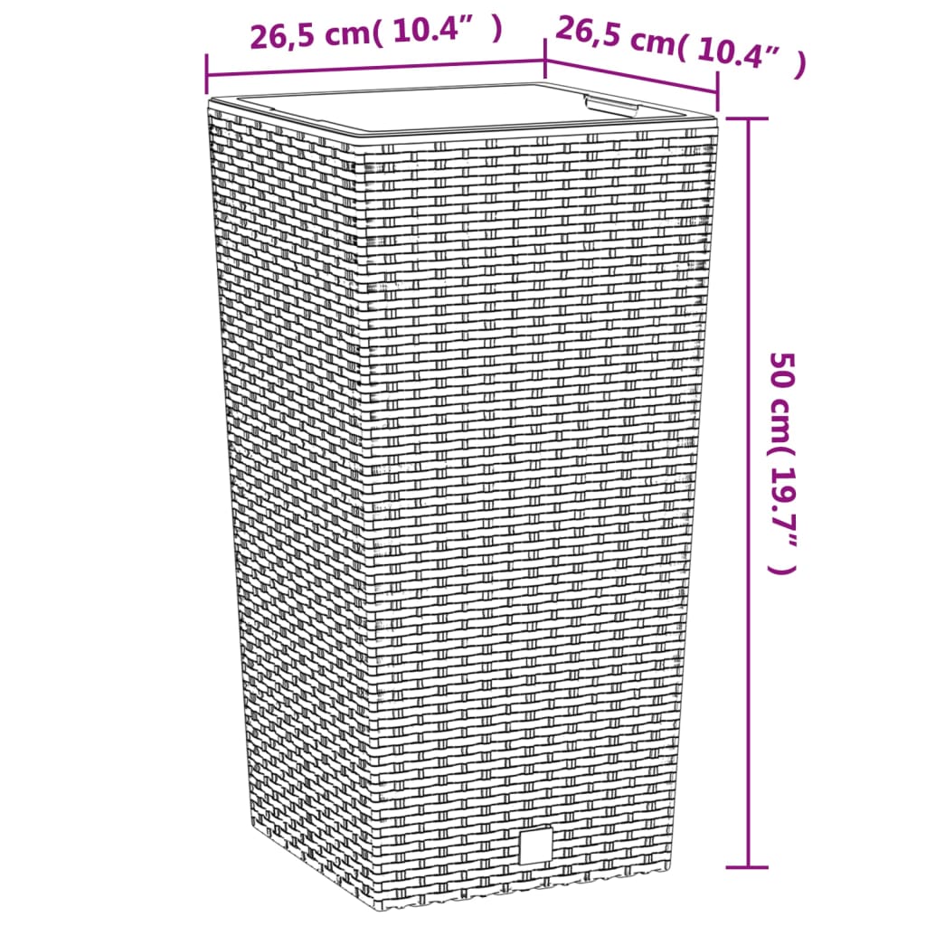 Fioriera con Interno Rimovibile Antracite 11 / 26,5 L PP Rattan - homemem39