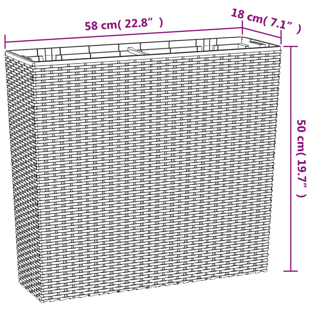 Fioriera con Interno Rimovibile Marrone 12 / 44 L PP Rattan - homemem39