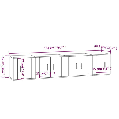 Set di Mobili Porta TV 4 pz Rovere Fumo in Legno Multistrato - homemem39