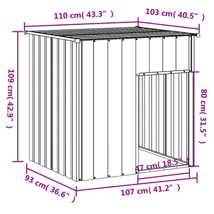 Casetta Cani con Tetto Antracite 110x103x109 cm Acciaio Zincato