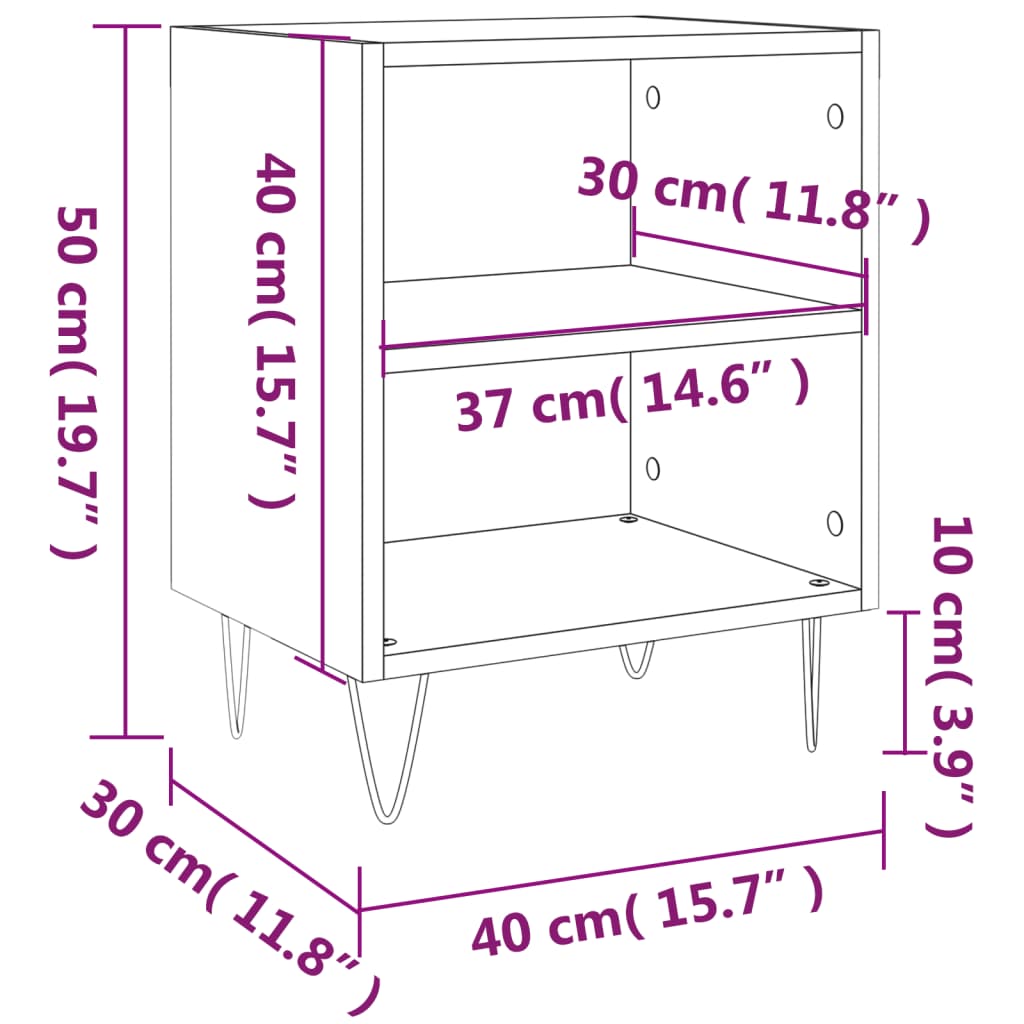 Comodini 2 pz Grigio Cemento 40x30x50 cm in Legno Multistrato - homemem39