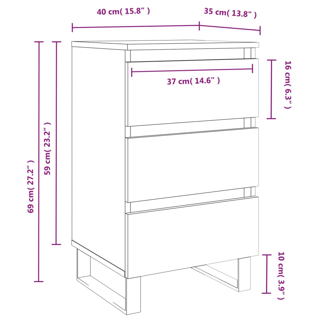 Comodini 2 pz Rovere Marrone 40x35x69 cm in Legno Multistrato - homemem39