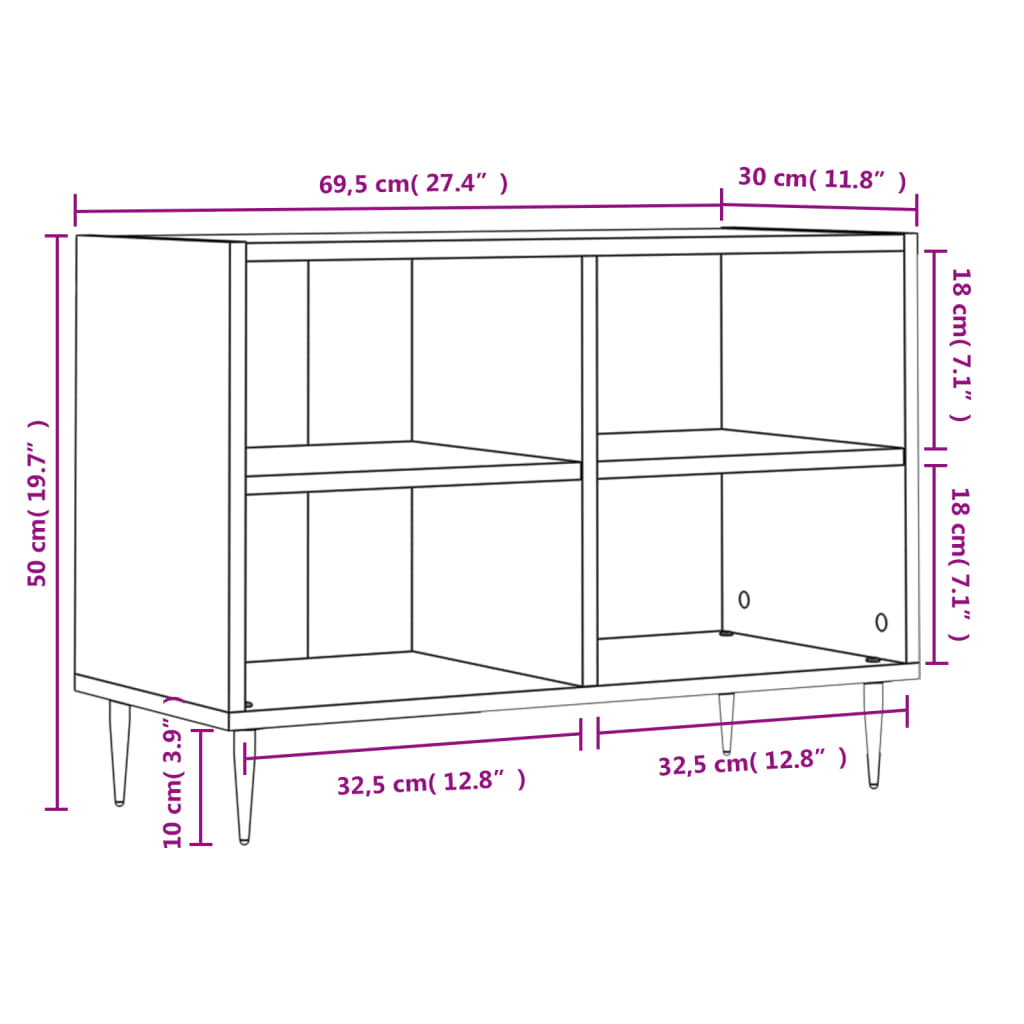 Mobile Porta TV Bianco Lucido 69,5x30x50cm in Legno Multistrato