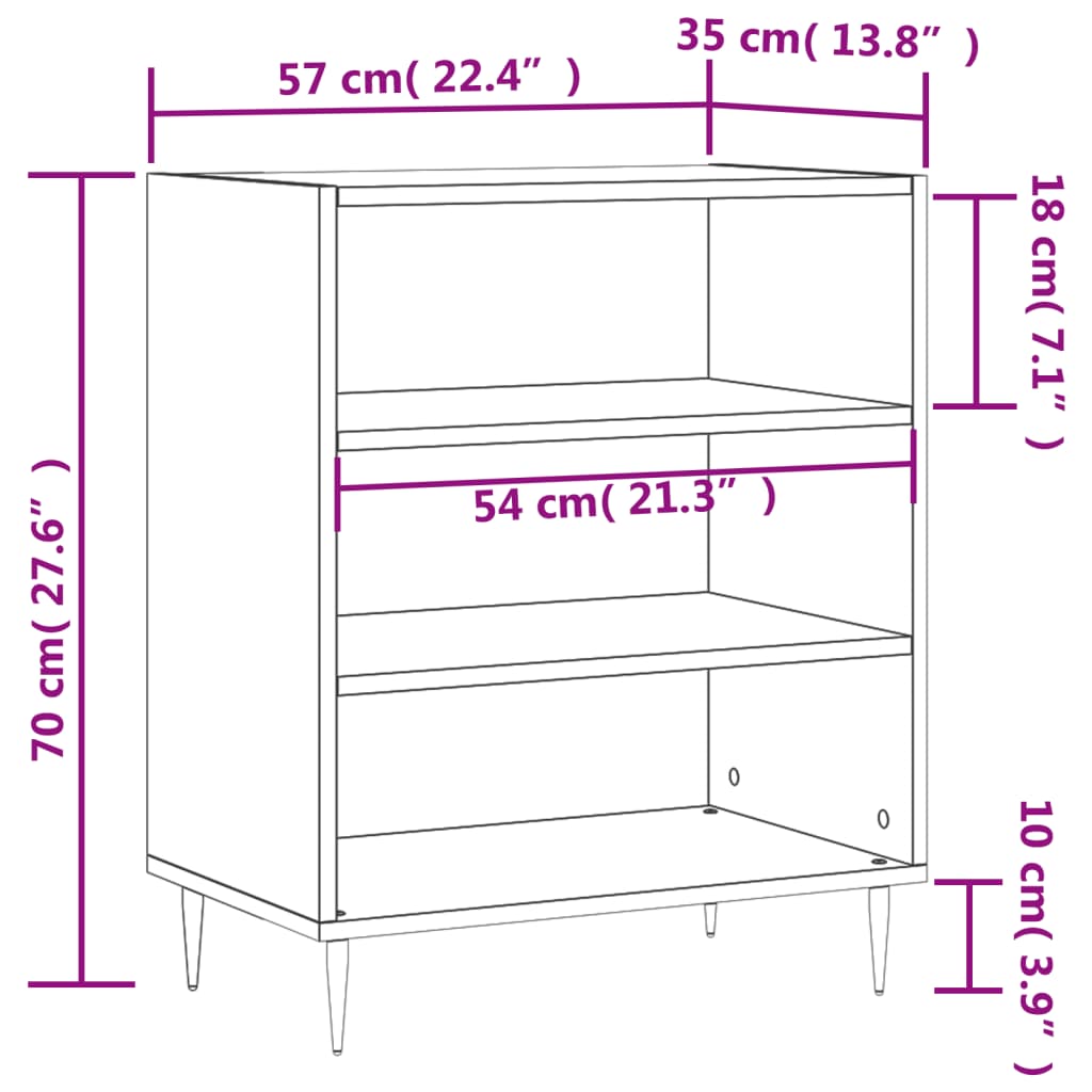 Credenza Bianco Lucido 57x35x70 cm in Legno Multistrato - homemem39