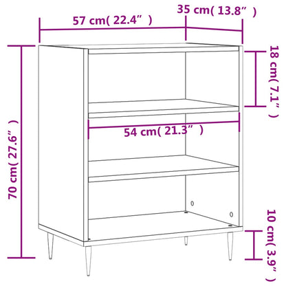 Credenza Bianco Lucido 57x35x70 cm in Legno Multistrato