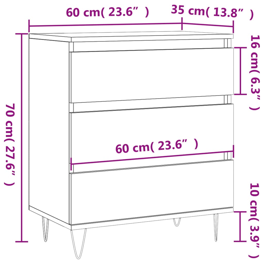 Credenza Bianca 60x35x70 cm in Legno Multistrato - homemem39