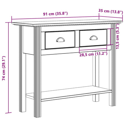 Tavolo Consolle BODO 91x35x74 cm Legno Massello Pino Marrone - homemem39