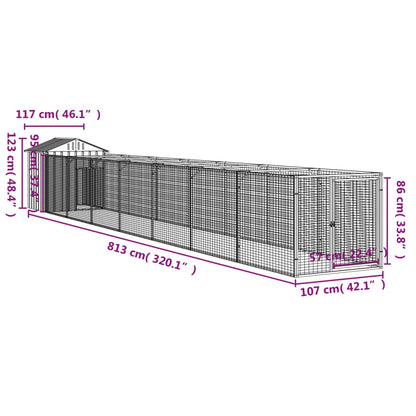 Casetta Cani con Tetto Antracite 117x813x123 cm Acciaio Zincato