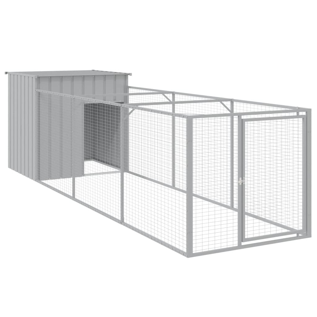 Casetta Cani Corsa Grigio Chiaro 110x405x110 cm Acciaio Zincato