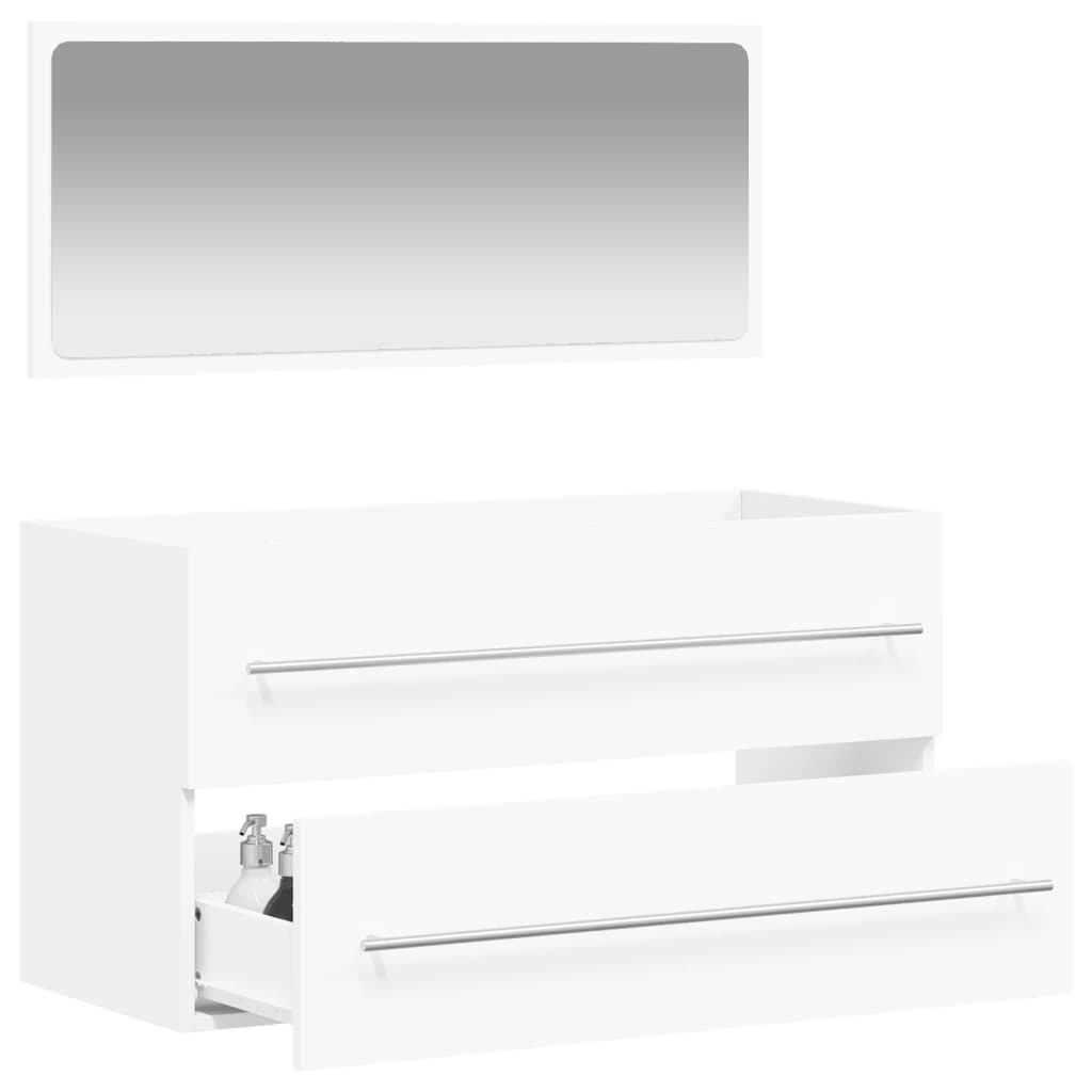 Mobile da Bagno con Specchio Bianco in Legno Multistrato - homemem39