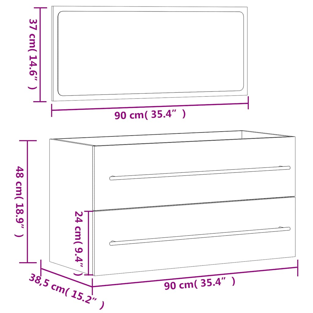 Mobile da Bagno con Specchio Bianco in Legno Multistrato - homemem39