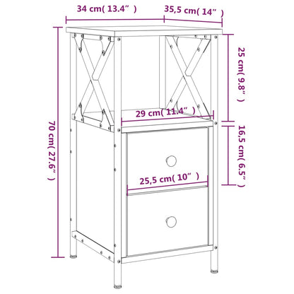 Comodino Rovere Fumo 34x35,5x70 cm in Legno Multistrato