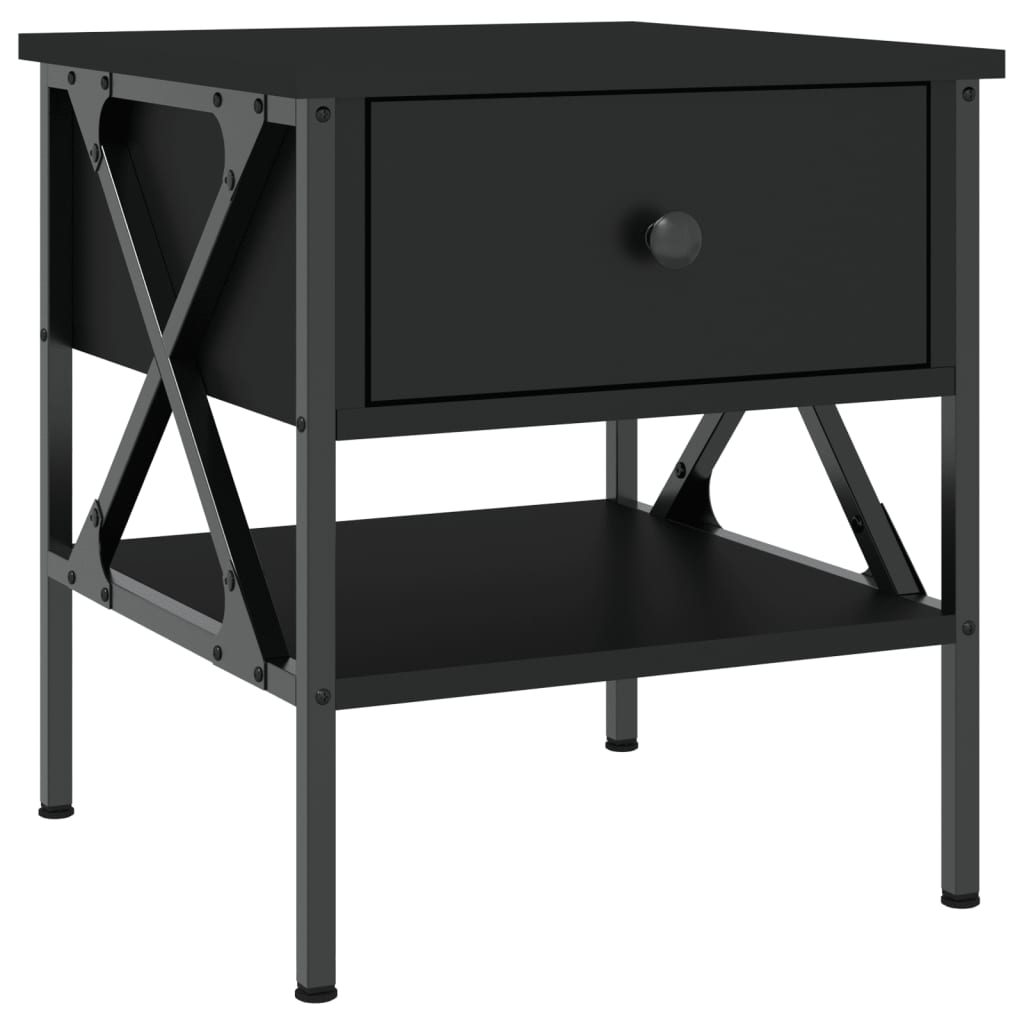 Comodino Nero 40x42x45 cm in Legno Multistrato