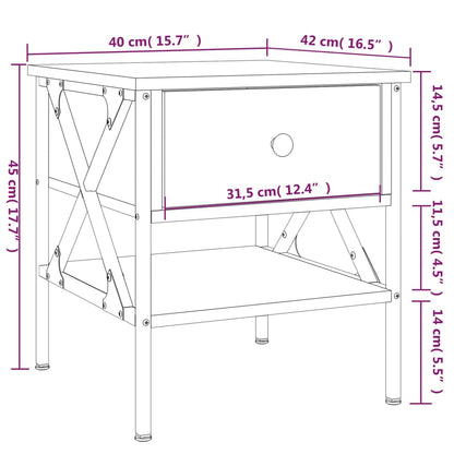 Comodino Nero 40x42x45 cm in Legno Multistrato