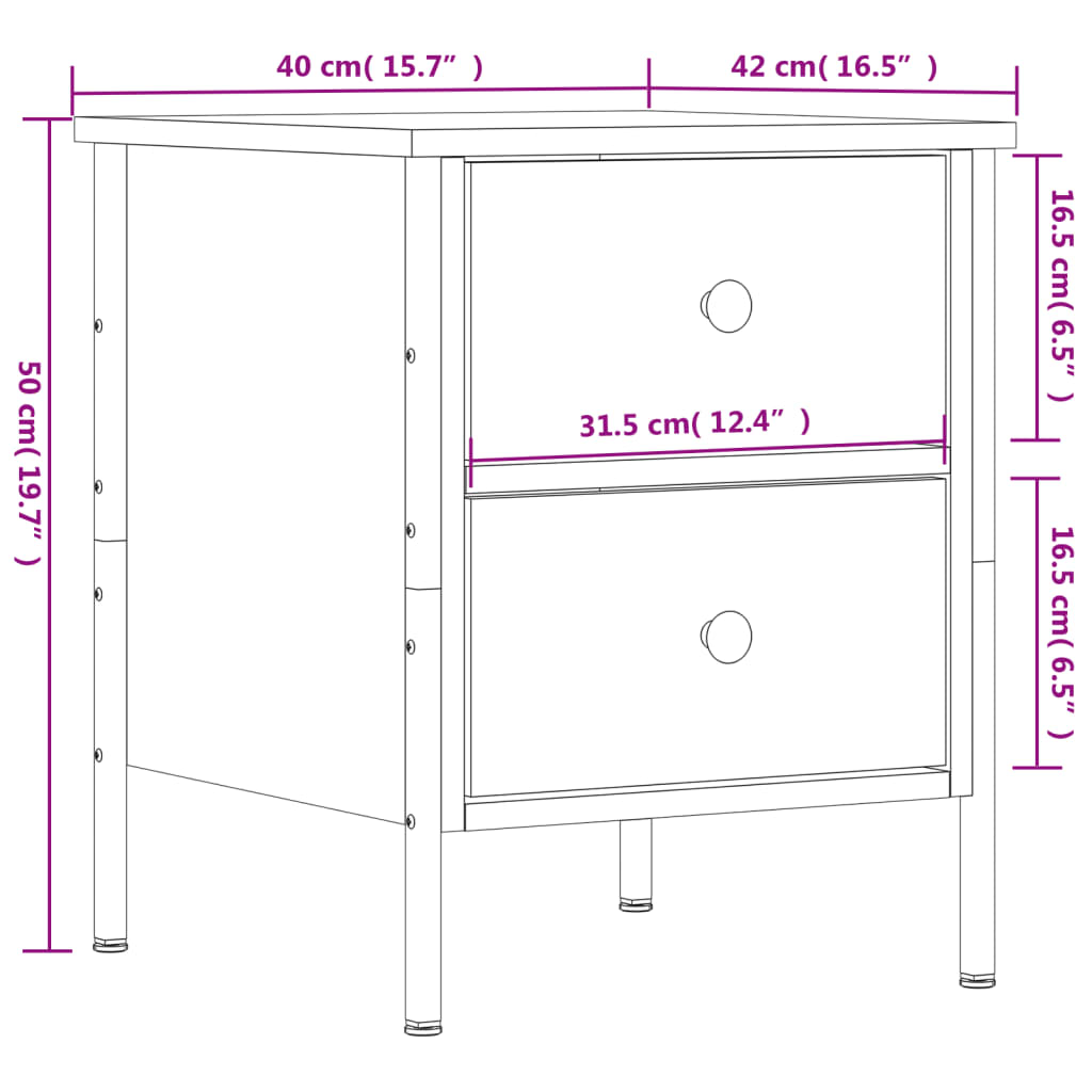 Comodino Rovere Sonoma 40x42x50 cm in Legno Multistrato